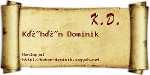Káhán Dominik névjegykártya